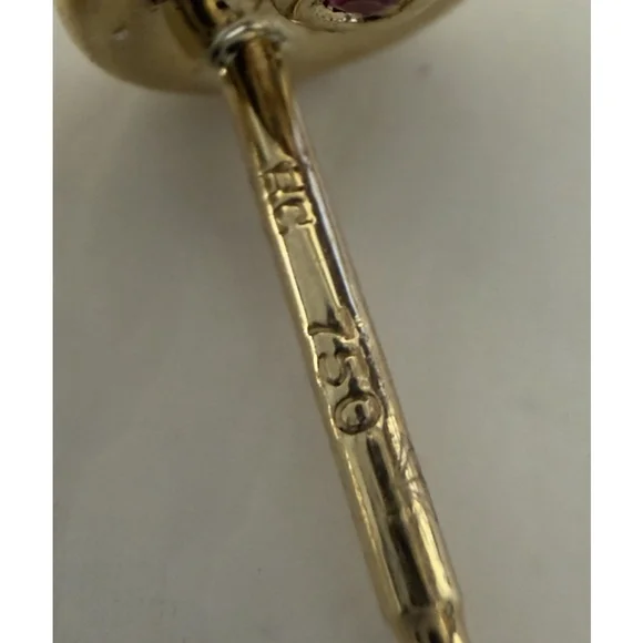 Roberto Coin Rubi & 0.08ctw Diamond Bezel 18k Yellow Gold Stud Earrings - Picture 9 of 15